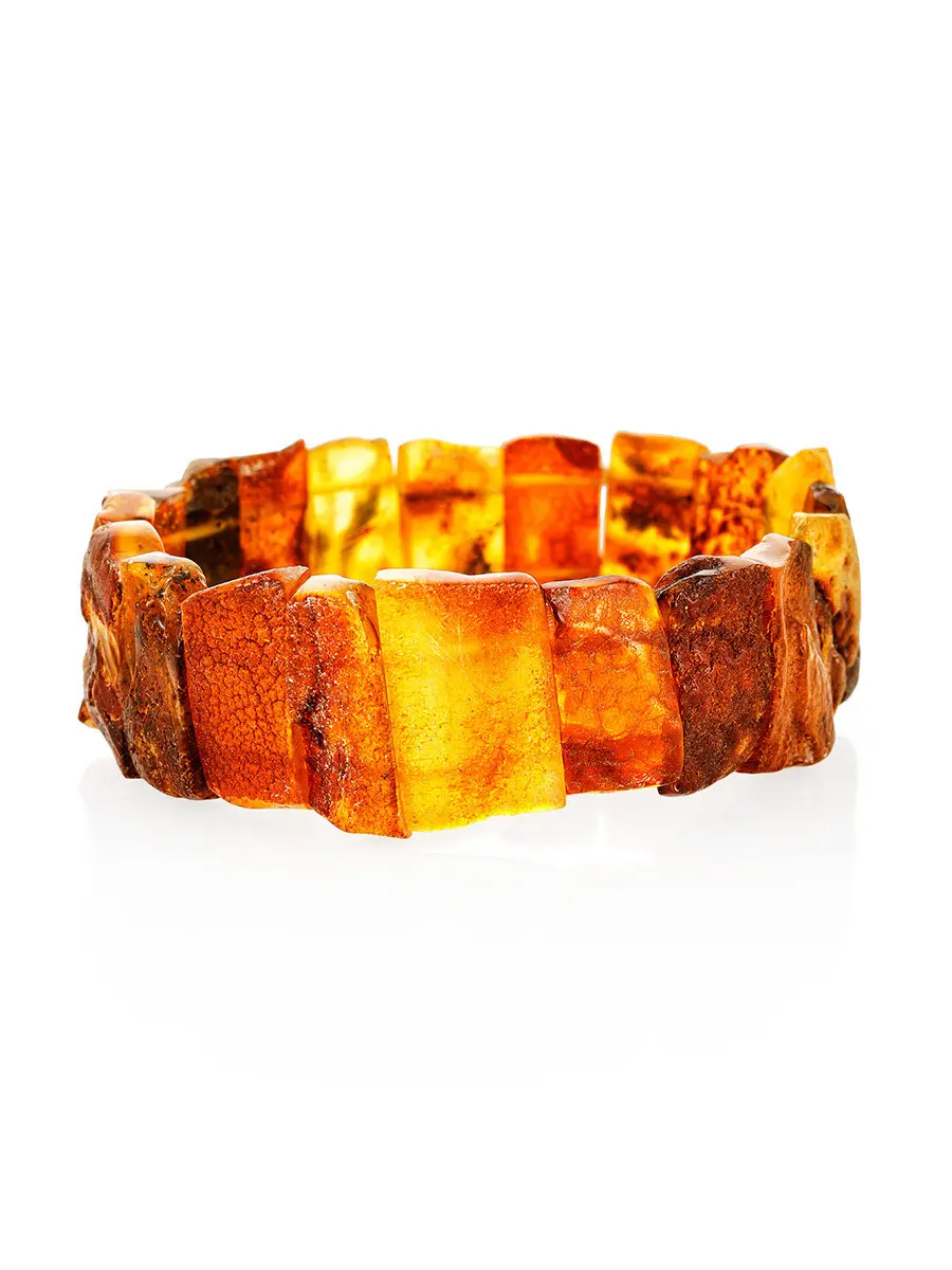 картинка Cтильный неширокий браслет «Помпеи» из натурального балтийского янтаря в онлайн магазине
