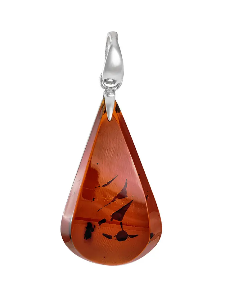 картинка Кулон каплевидной формы из натурального балтийского янтаря коньячного цвета в онлайн магазине