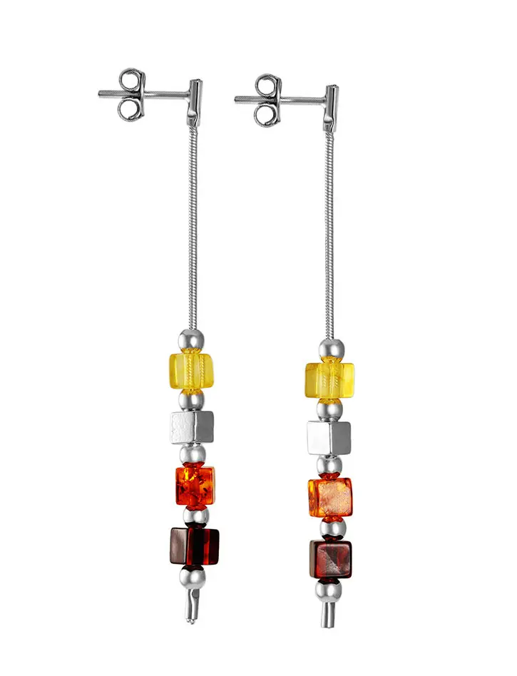 картинка Лёгкие серебряные серьги на замочках-гвоздиках «Рафинад» в онлайн магазине