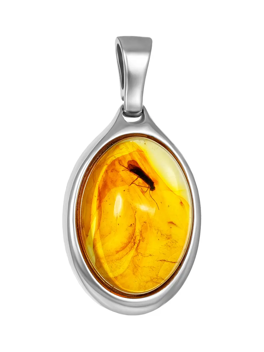 картинка Подвеска «Клио» из золотистого янтаря с инклюзом в онлайн магазине