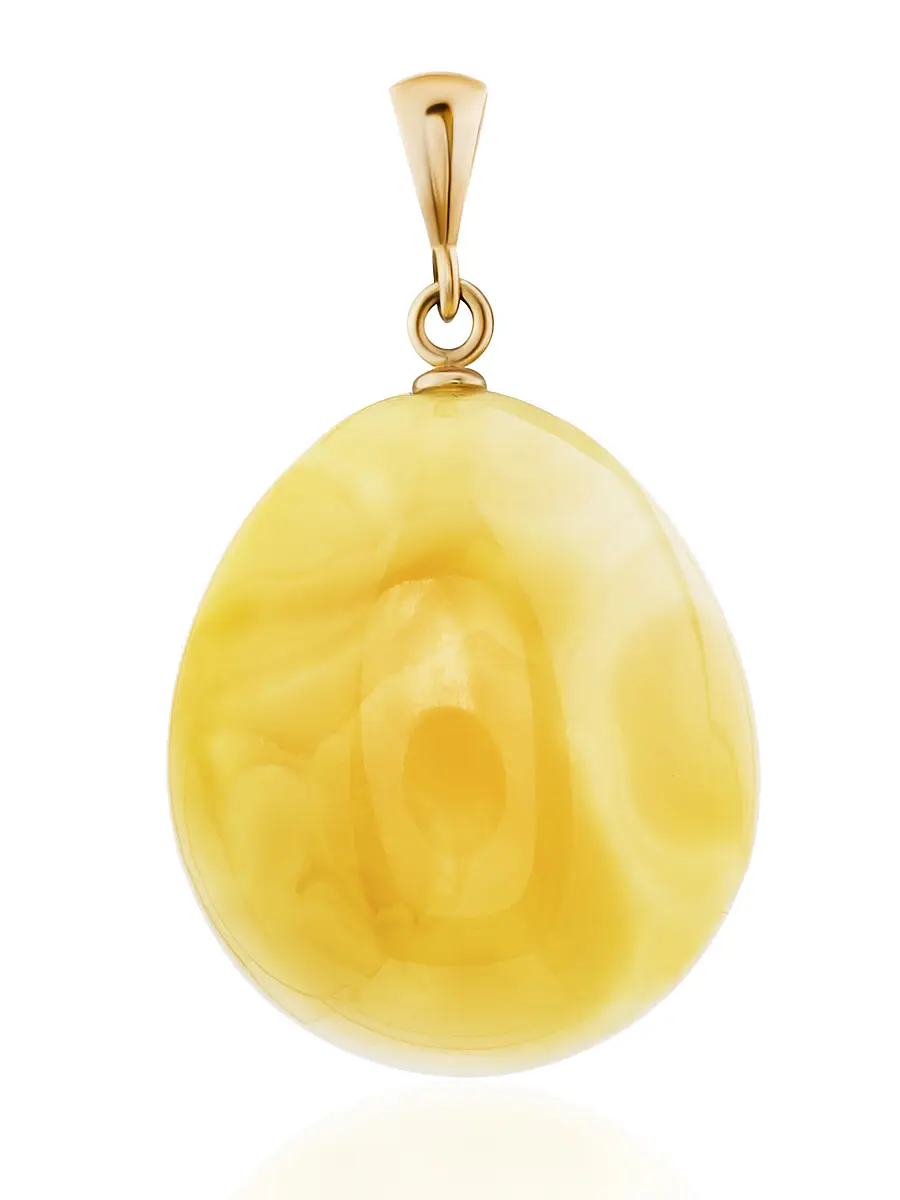 картинка Элегантный кулон каплевидной формы из натурального балтийского янтаря медового цвета и золота в онлайн магазине