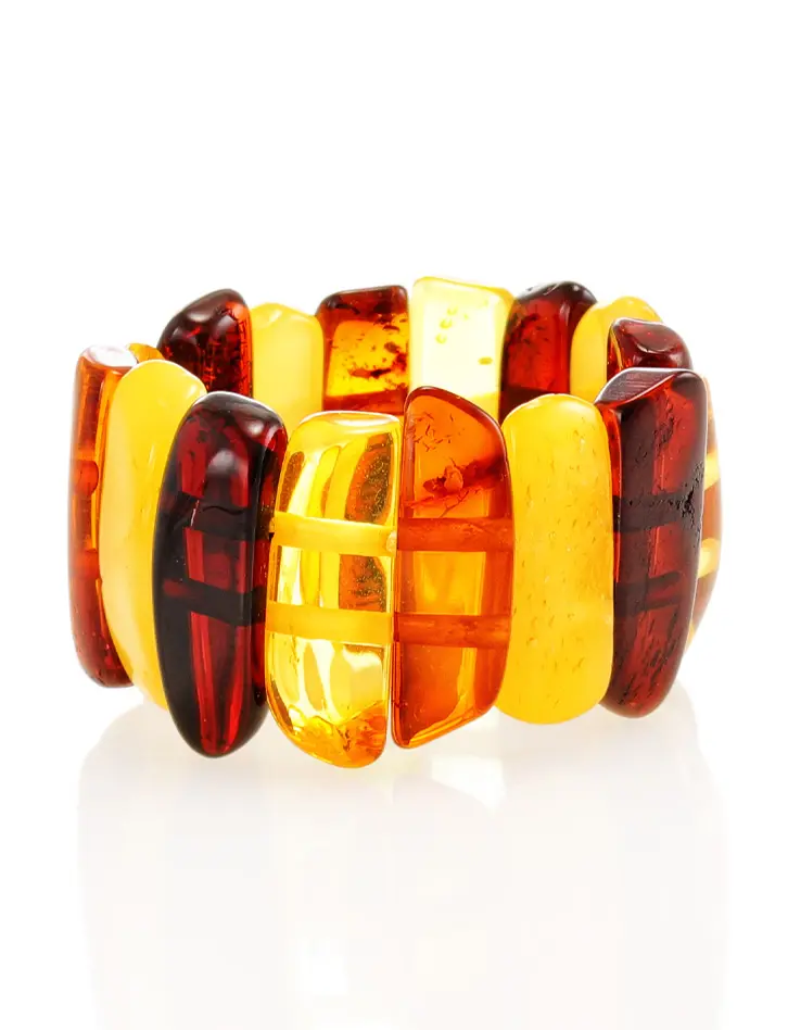 картинка Эластичное кольцо из натурального балтийского янтаря разных оттенков в онлайн магазине