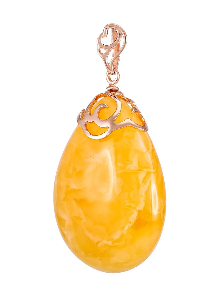 картинка Подвеска из натурального балтийского янтаря медового цвета и золота «Версаль» в онлайн магазине