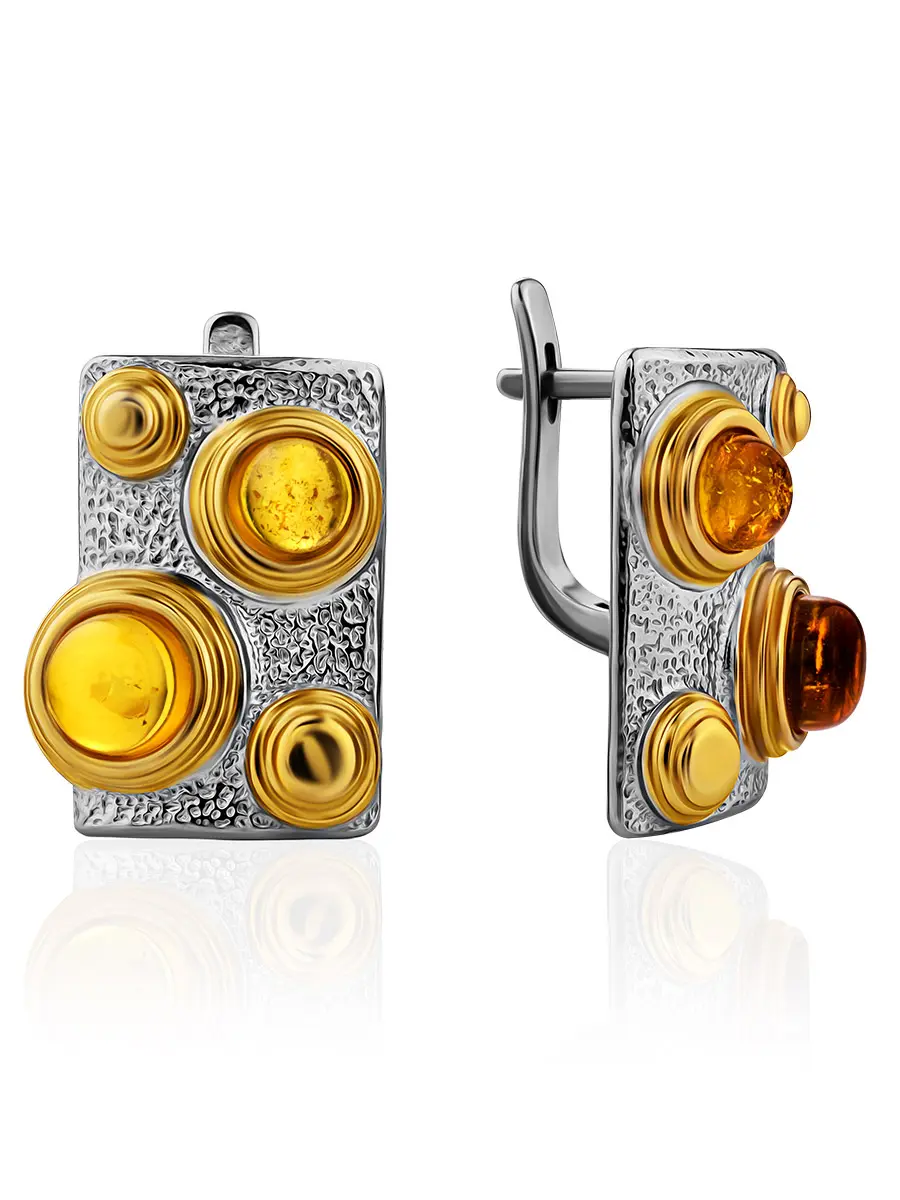 картинка Эффектные серьги «Элевсина» из серебра и натурального янтаря в онлайн магазине