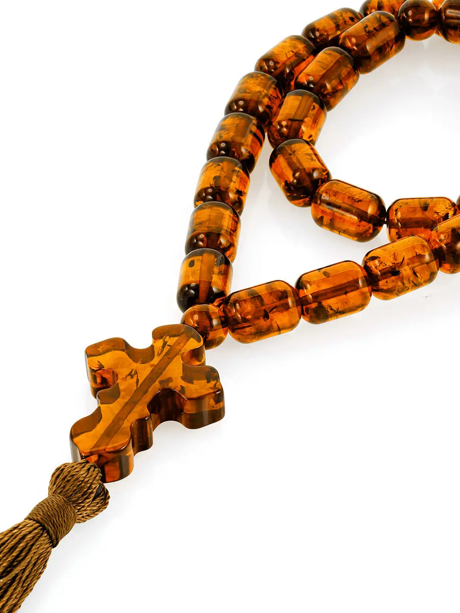 картинка Православные четки из натурального янтаря коричневого цвета в онлайн магазине