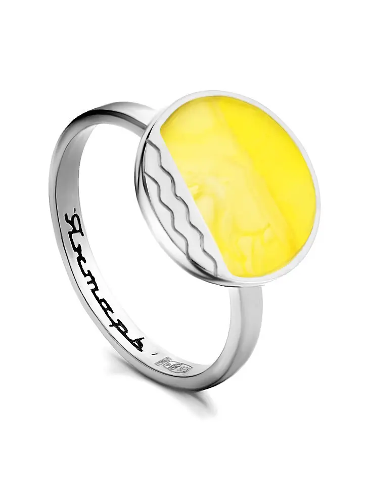 картинка Яркое кольцо «Монако» Янтарь® из серебра и медового янтаря в онлайн магазине