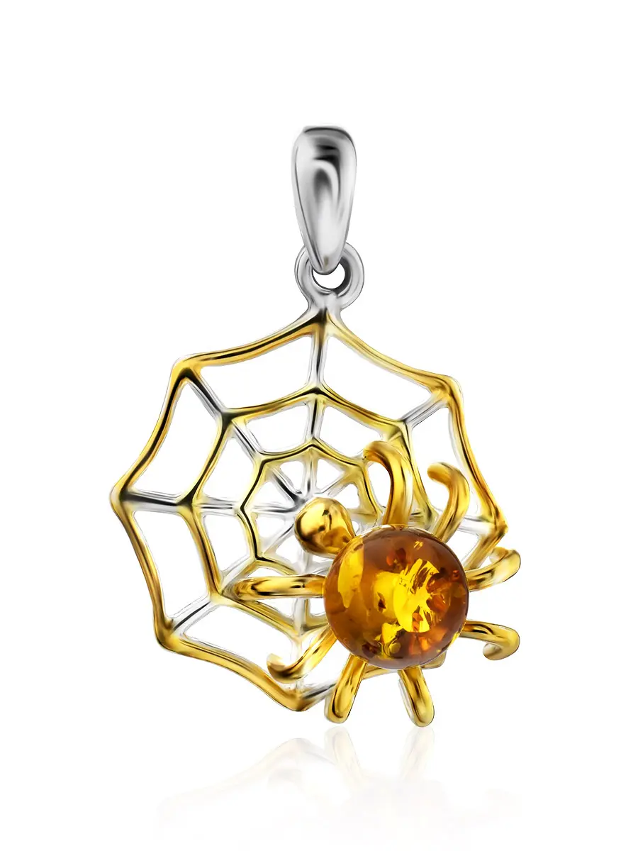 картинка Кулон из натурального золотистого янтаря «Паучок» в онлайн магазине
