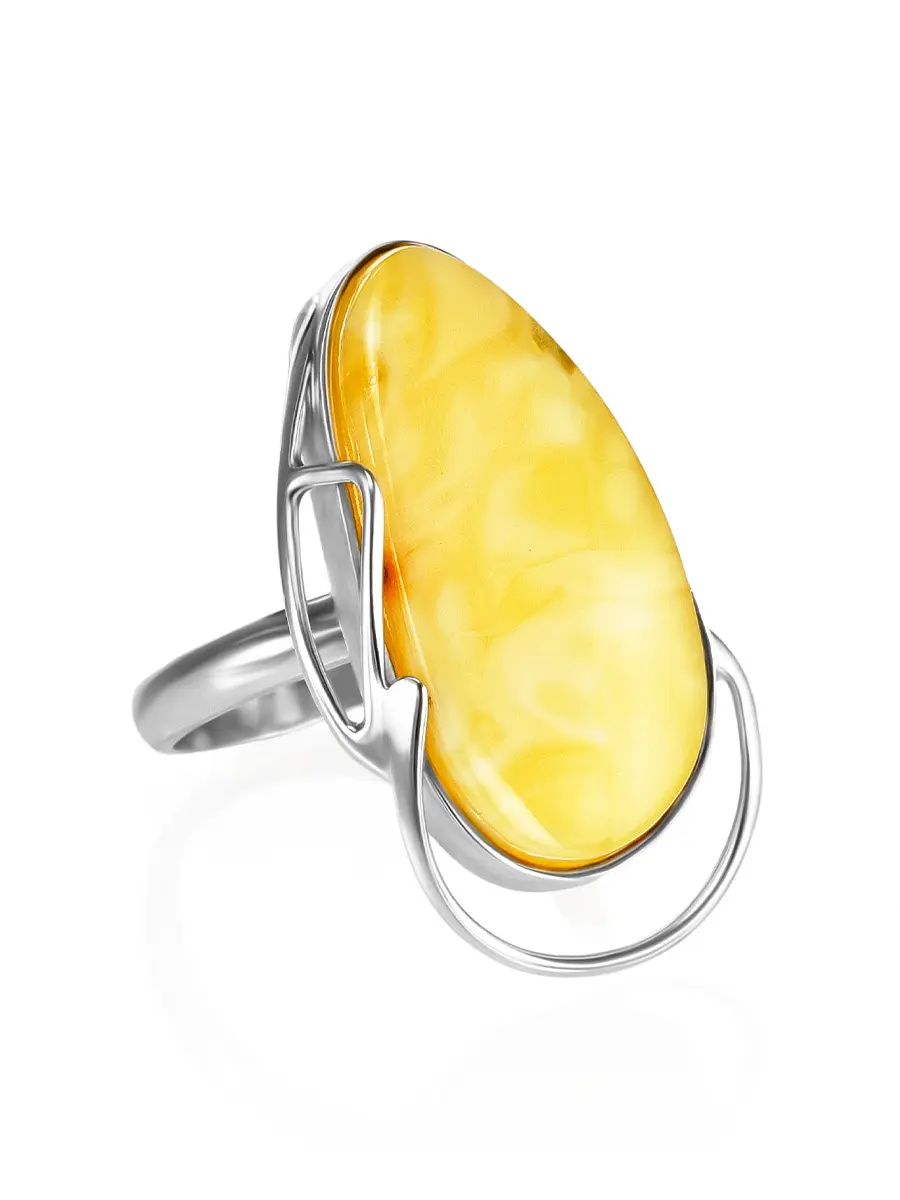 картинка Изящное кольцо из янтаря с серебром «Риальто» в онлайн магазине