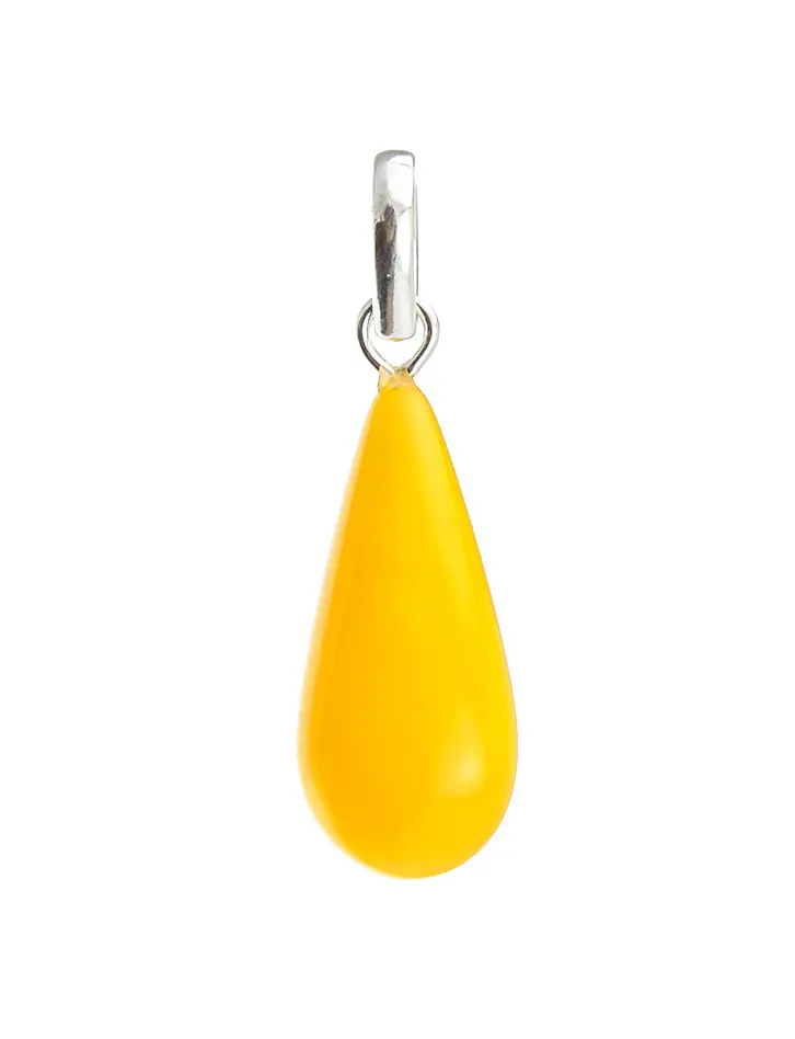 картинка Крупная подвеска-капелька из насыщенного медового янтаря в онлайн магазине