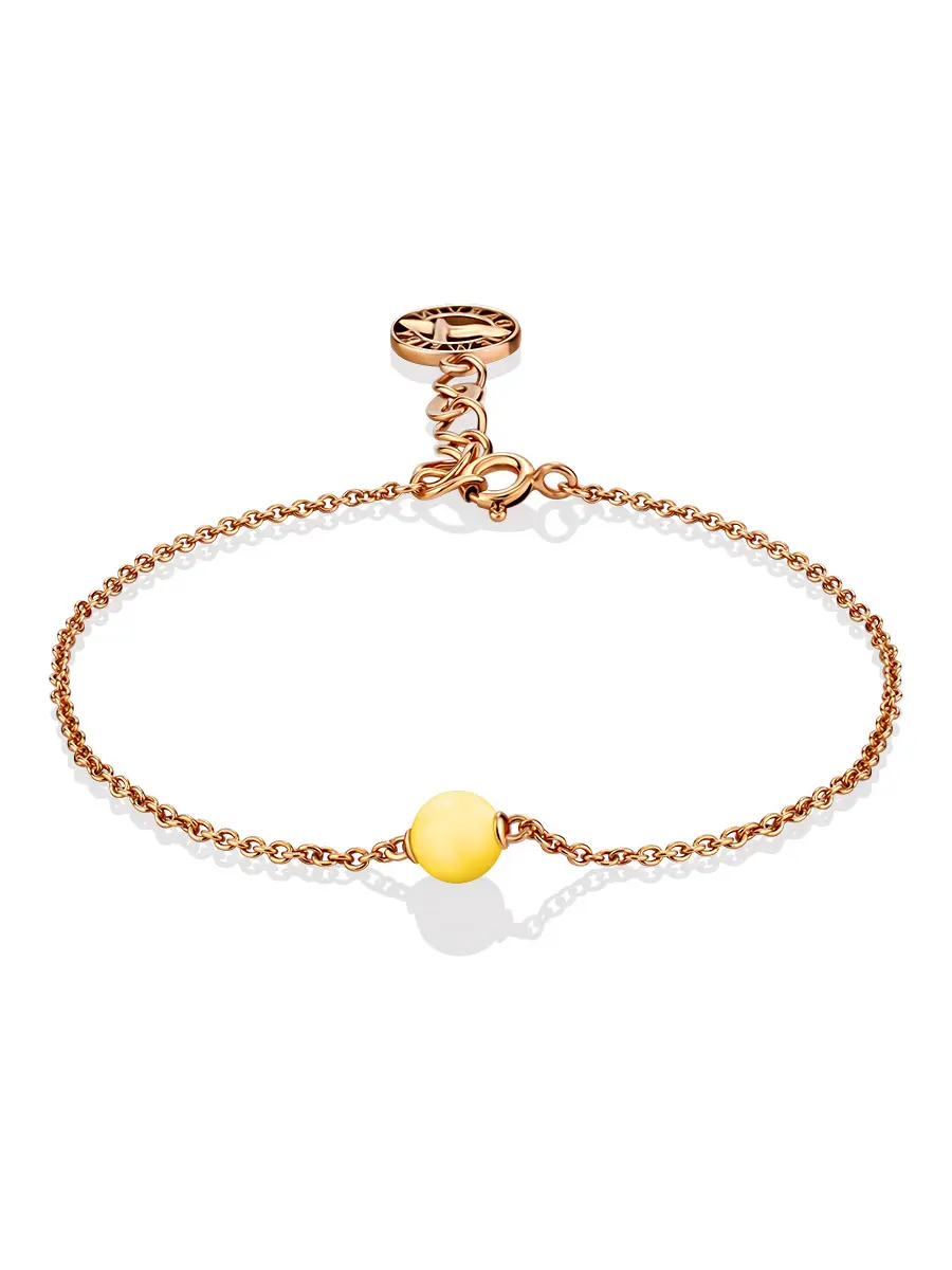 картинка Нежный браслет из позолоченного серебра с медовым янтарём «Юпитер» в онлайн магазине