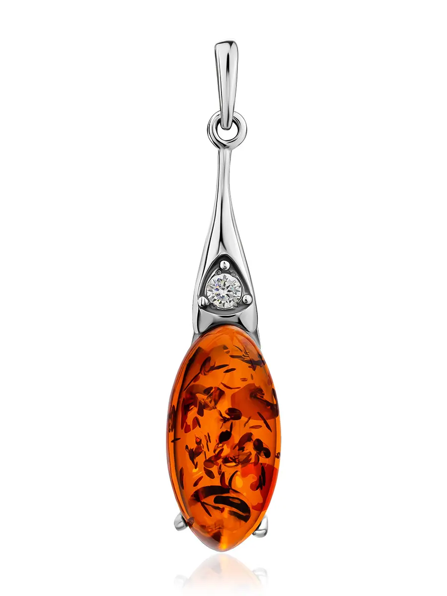 картинка Изящная подвеска, украшенная янтарём и кристаллом «Пенелопа» в онлайн магазине