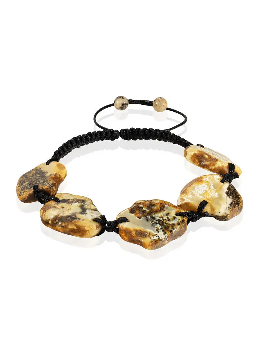 картинка Браслет «Тринидад» с пейзажным янтарём ручной работы в онлайн магазине