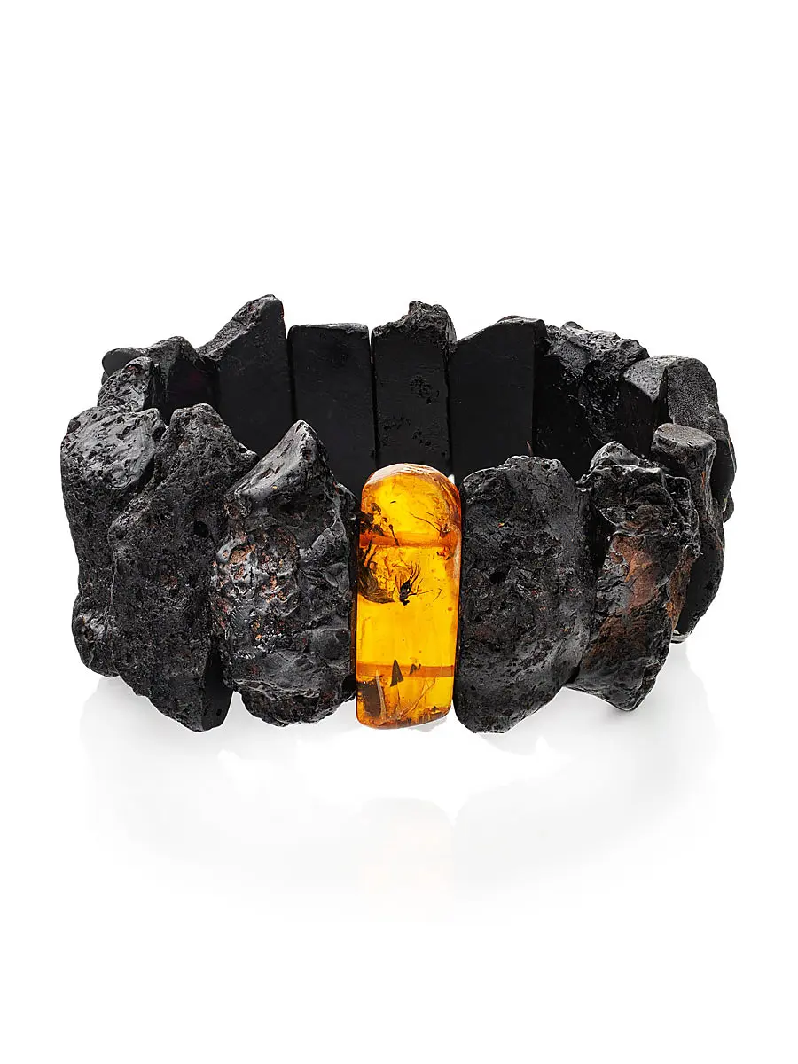 картинка Эффектный браслет из натурального текстурного янтаря «Помпеи» в онлайн магазине