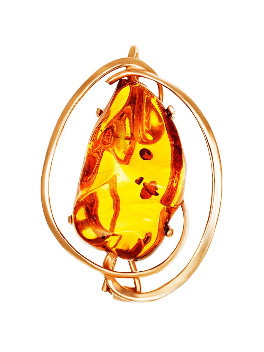 картинка Изящная подвеска-брошь из золотистого янтаря «Риальто» в онлайн магазине