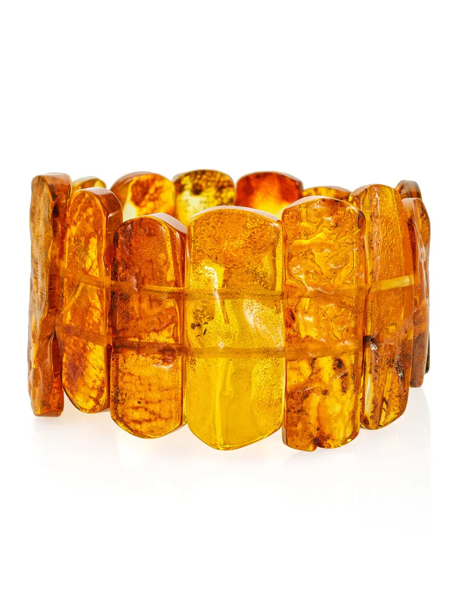 картинка Эффектный плоский браслет «Помпеи» из натурального балтийского янтаря в онлайн магазине