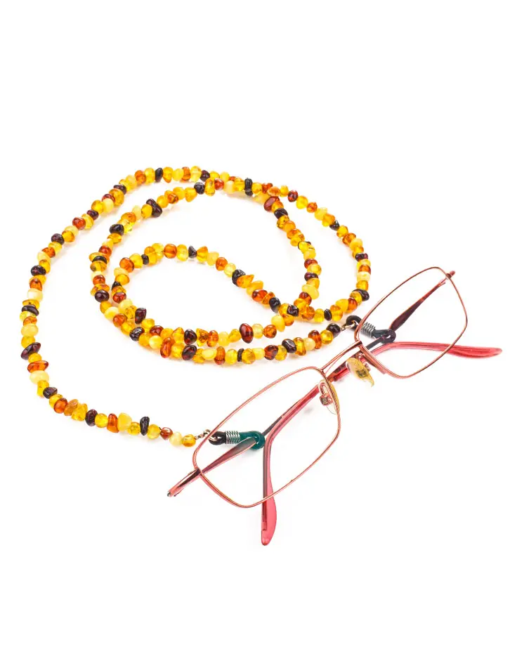 картинка Яркие бусы-держатель для очков из натурального балтийского янтаря разных цветов в онлайн магазине