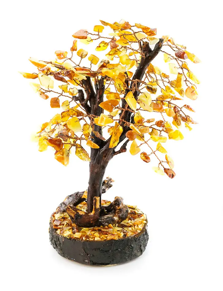 картинка Раскидистое пышное денежное дерево из янтаря медового цвета в онлайн магазине
