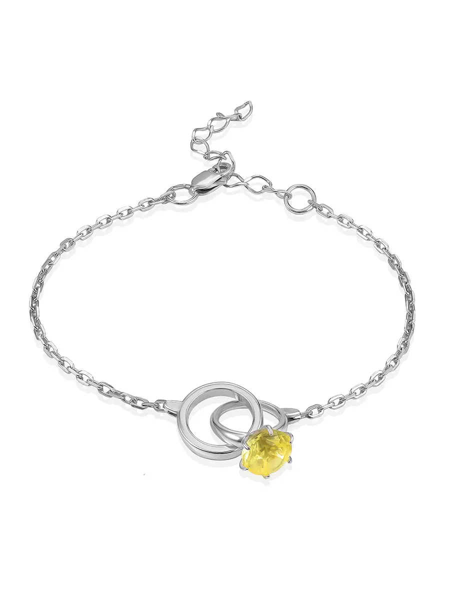 картинка Оригинальный изящный браслет «Баккара» с лимонным янтарём с алмазной огранкой в онлайн магазине