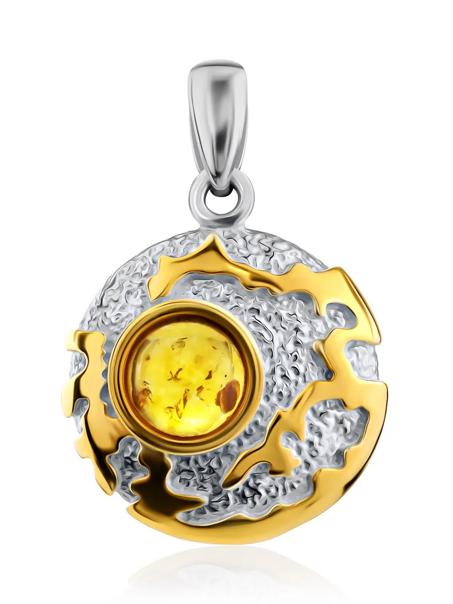 картинка Изысканная круглая подвеска из золотистого янтаря «Донателла» в онлайн магазине