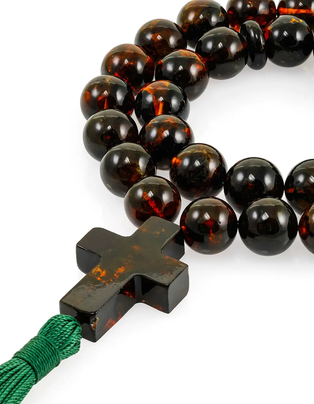 картинка Уникальные четки на 33 бусины-шара из формованного янтаря в онлайн магазине