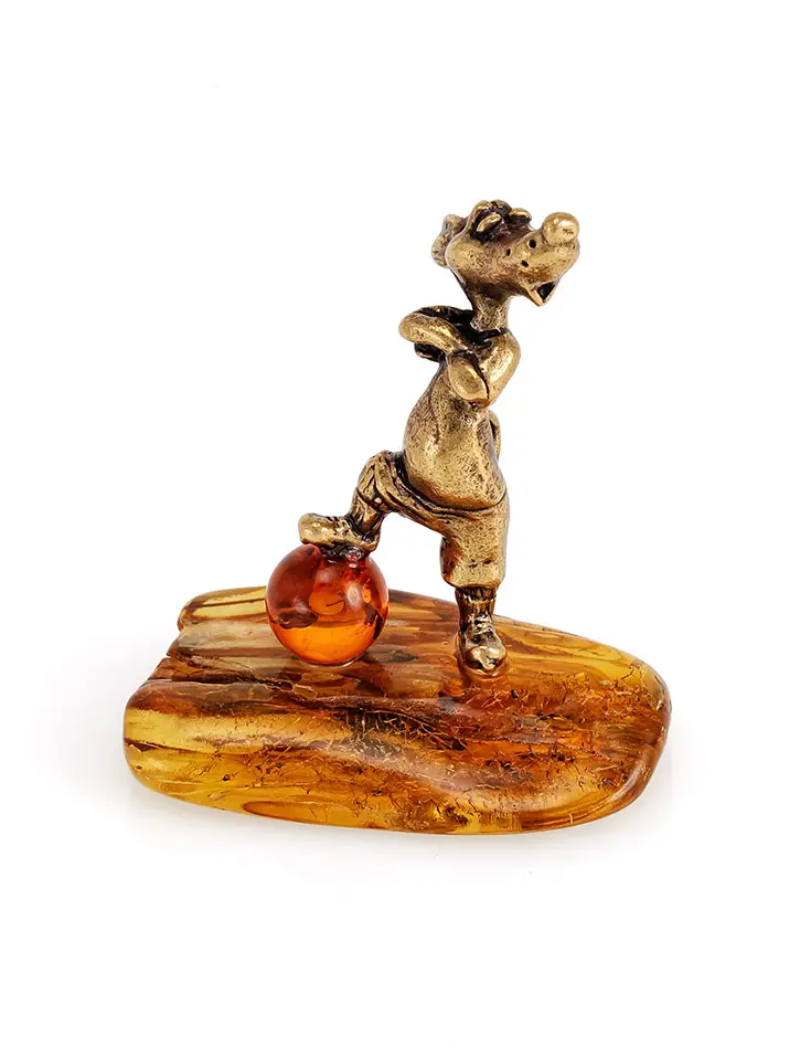 картинка Сувенир-талисман с натуральным янтарём «Собака с мячом» в онлайн магазине