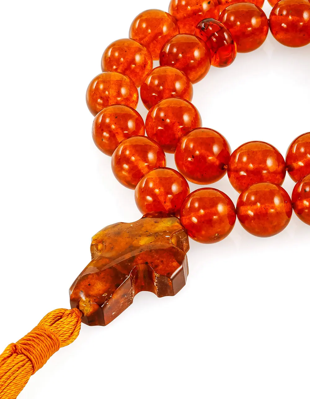 картинка Чётки из натурального формованного янтаря коньячного цвета в онлайн магазине
