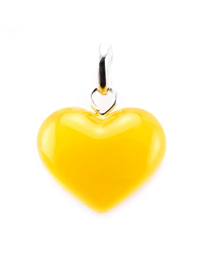 картинка Кулон-сердце из цельного натурального янтаря медового цвета в онлайн магазине