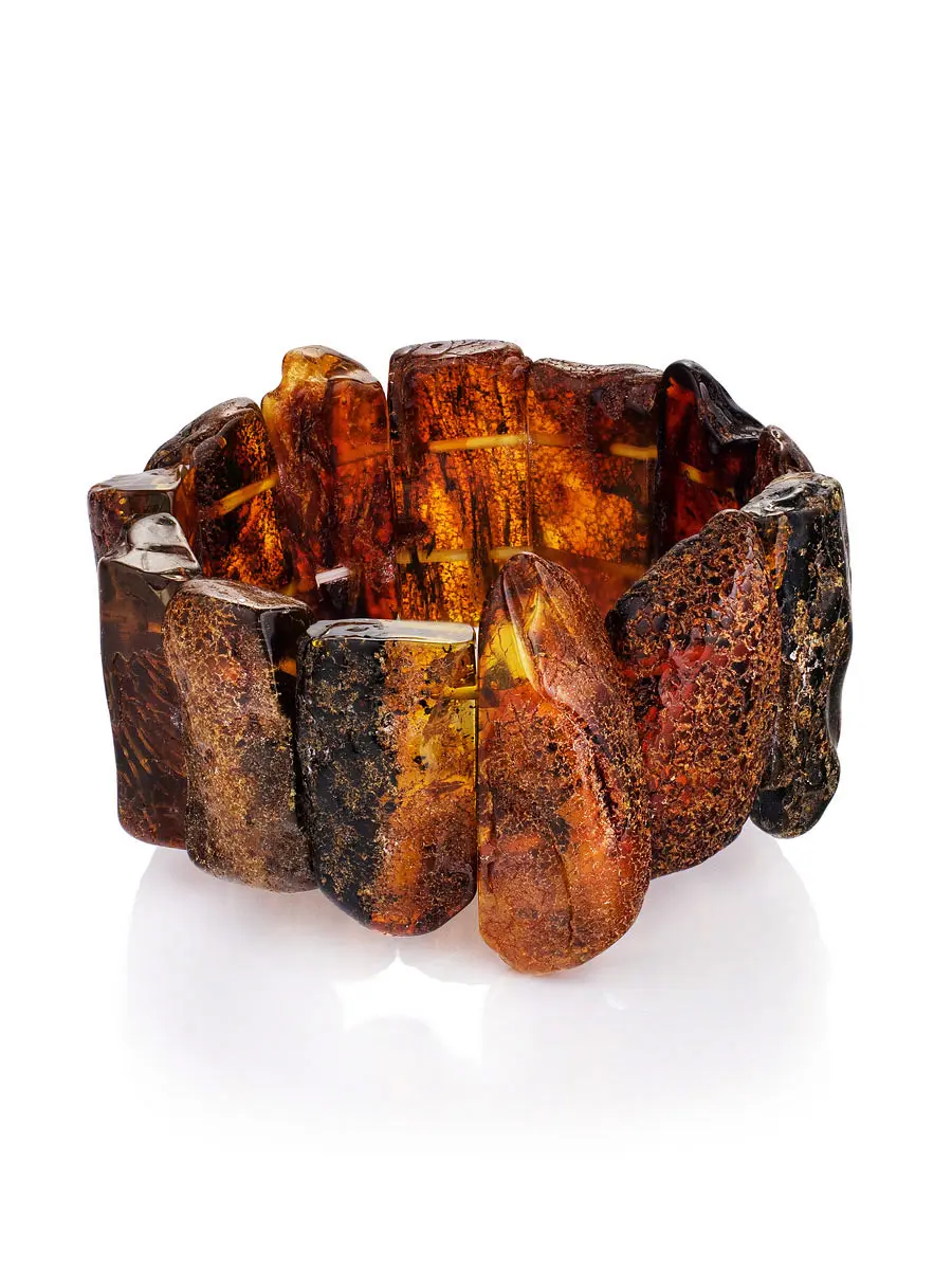 картинка Эффектный лечебный браслет из натурального необработанного янтаря «Помпеи» в онлайн магазине