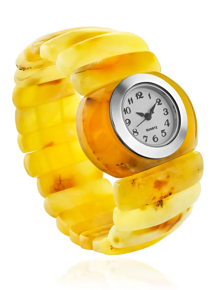 картинка Женские наручные часы на браслете из натурального балтийского янтаря медового цвета в онлайн магазине