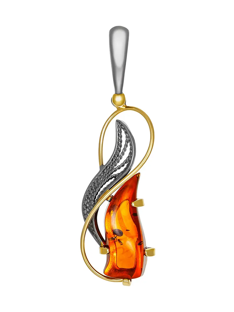 картинка Изысканный серебряный кулон «Филигрань» с натуральным балтийским янтарём в онлайн магазине