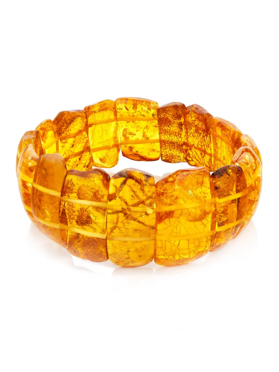 картинка Браслет из натурального цельного янтаря золотисто-лимонного цвета «Помпеи» в онлайн магазине