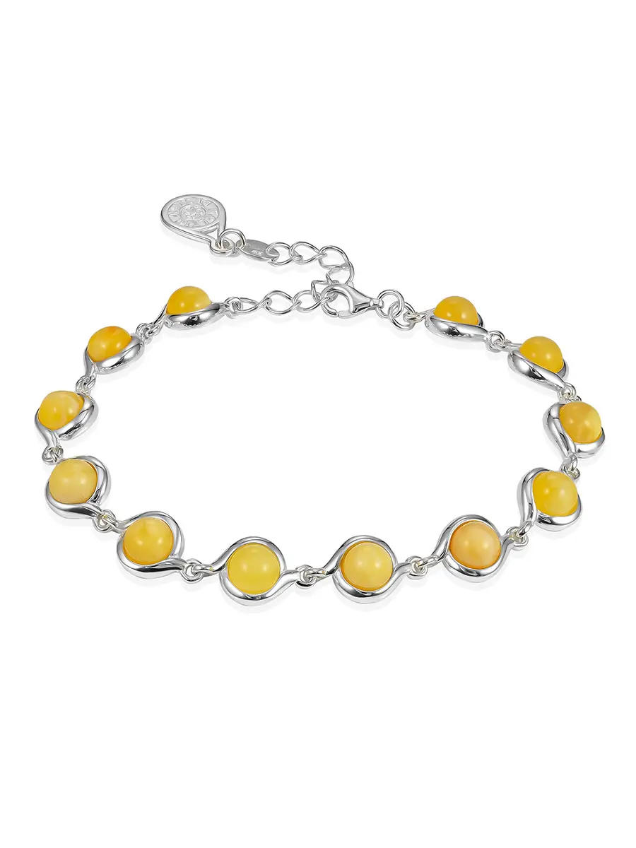 картинка Нежный браслет с янтарём медового цвета «Ягодки крупные» в онлайн магазине