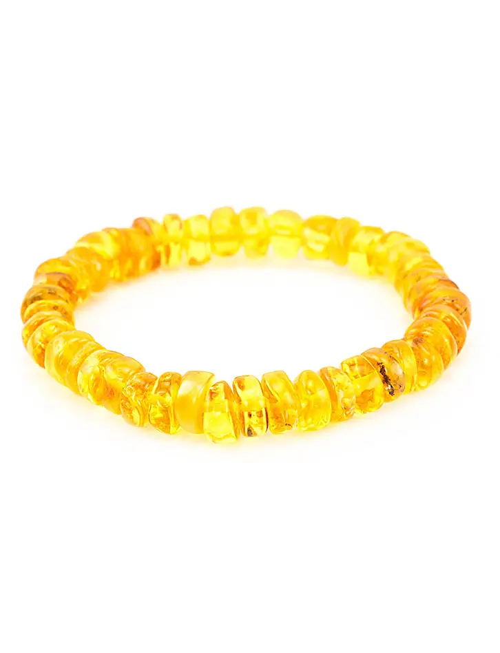 картинка Браслет из натурального янтаря с лечебным эффектом «Шайбы золотисто-лимонные прозрачные» в онлайн магазине