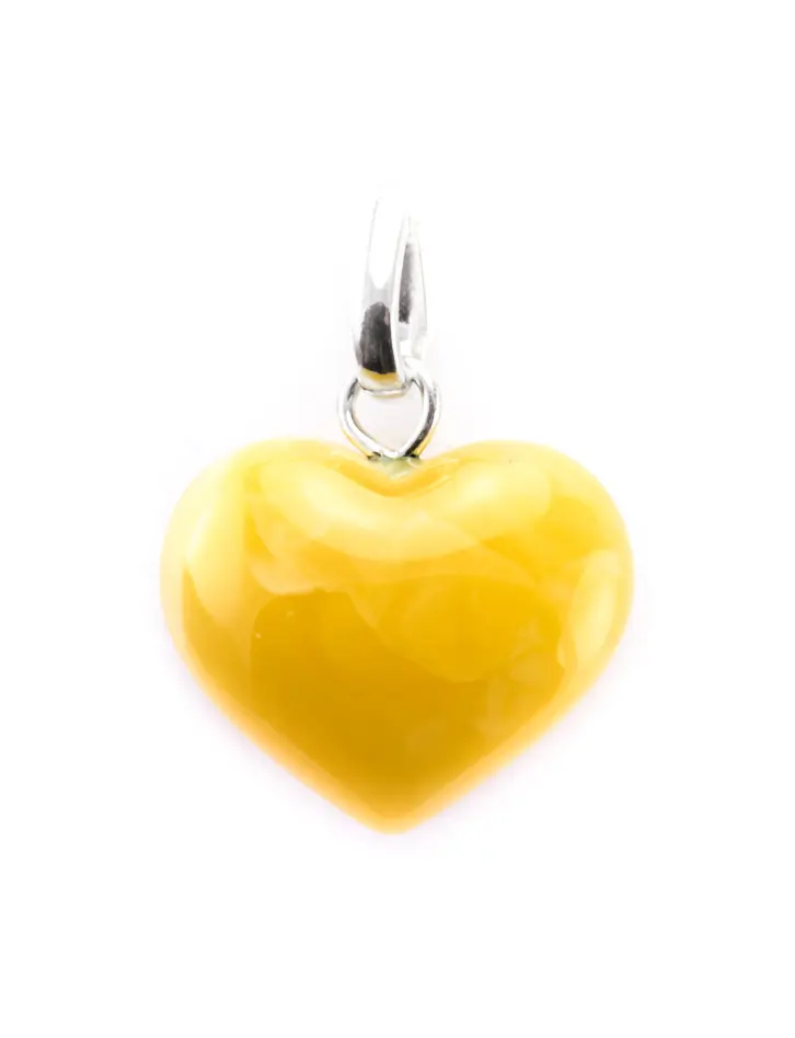 картинка Подвеска-сердце из цельного натурального янтаря медового цвета в онлайн магазине