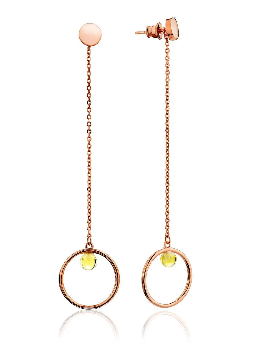 картинка Стильные пусеты со съёмной цепочкой, украшенной янтарём Palazzo от ifamore™ в онлайн магазине