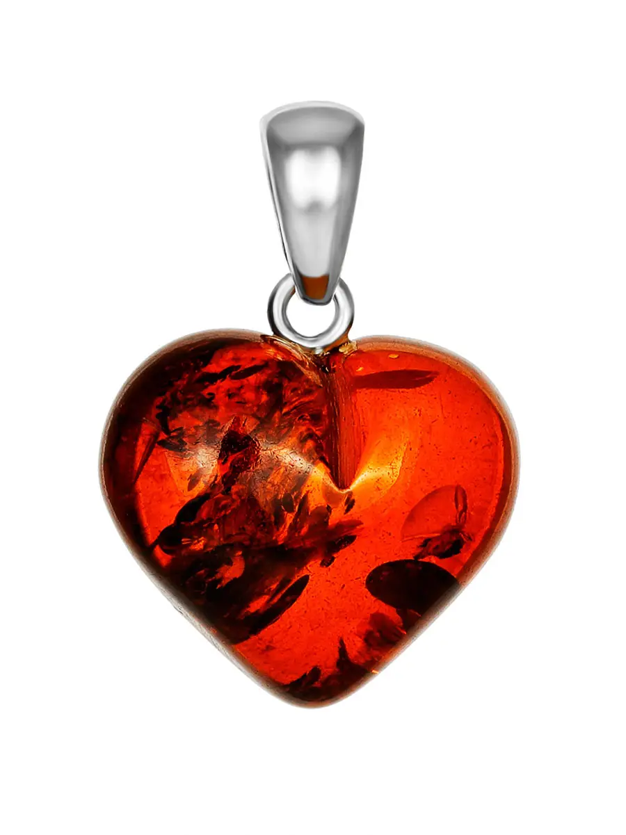 картинка Кулон из полупрозрачного балтийского янтаря «Сердце вишневое» в онлайн магазине