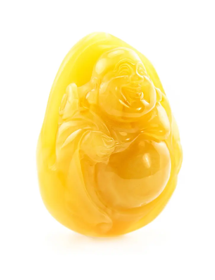 картинка Сувенирная резьба из натурального медового пейзажного янтаря «Хотэй» (Смеющийся Будда) в онлайн магазине