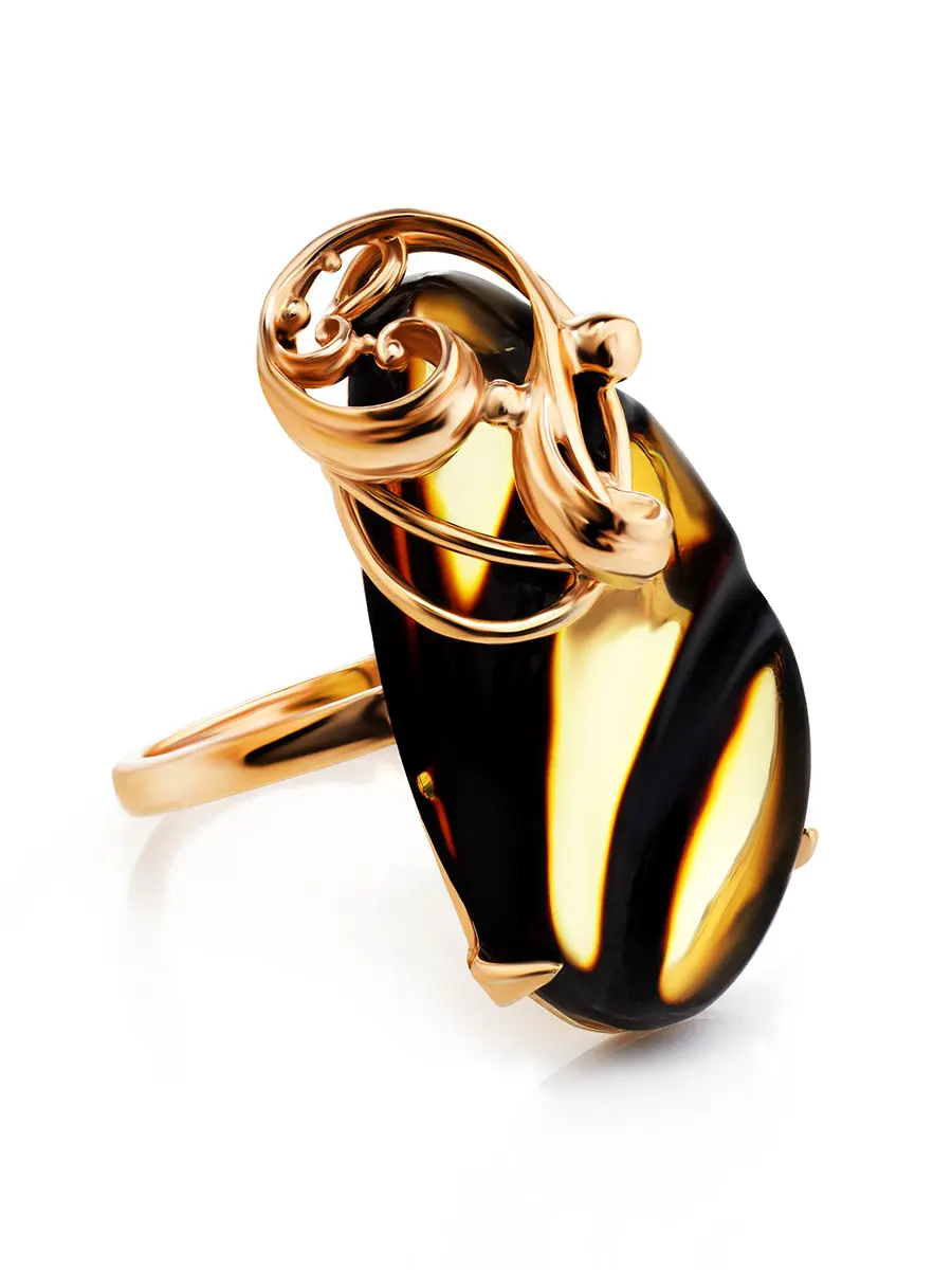 картинка Красивое кольцо с натуральным цельным янтарём «Электра» в онлайн магазине