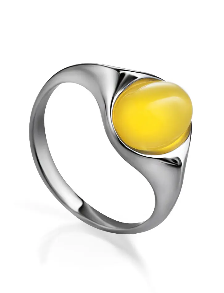 картинка Кольцо в серебре 925 пробы с янтарём нежно-медового цвета «Суламита» в онлайн магазине