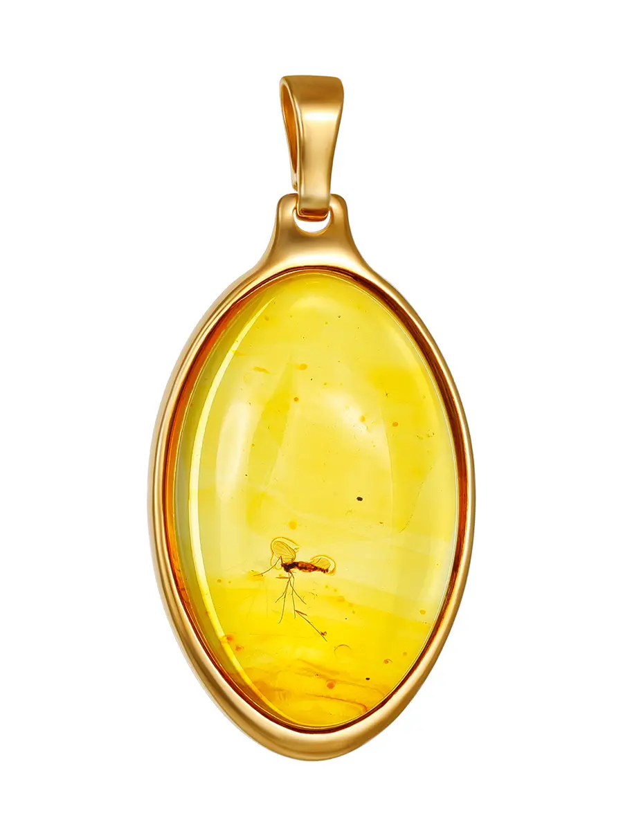 картинка Нежный кулон «Клио» из натурального янтаря с комариком в онлайн магазине