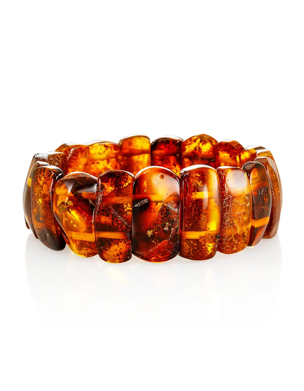 картинка Эффектный браслет из пластинок натурального балтийского янтаря красивого оттенка в онлайн магазине