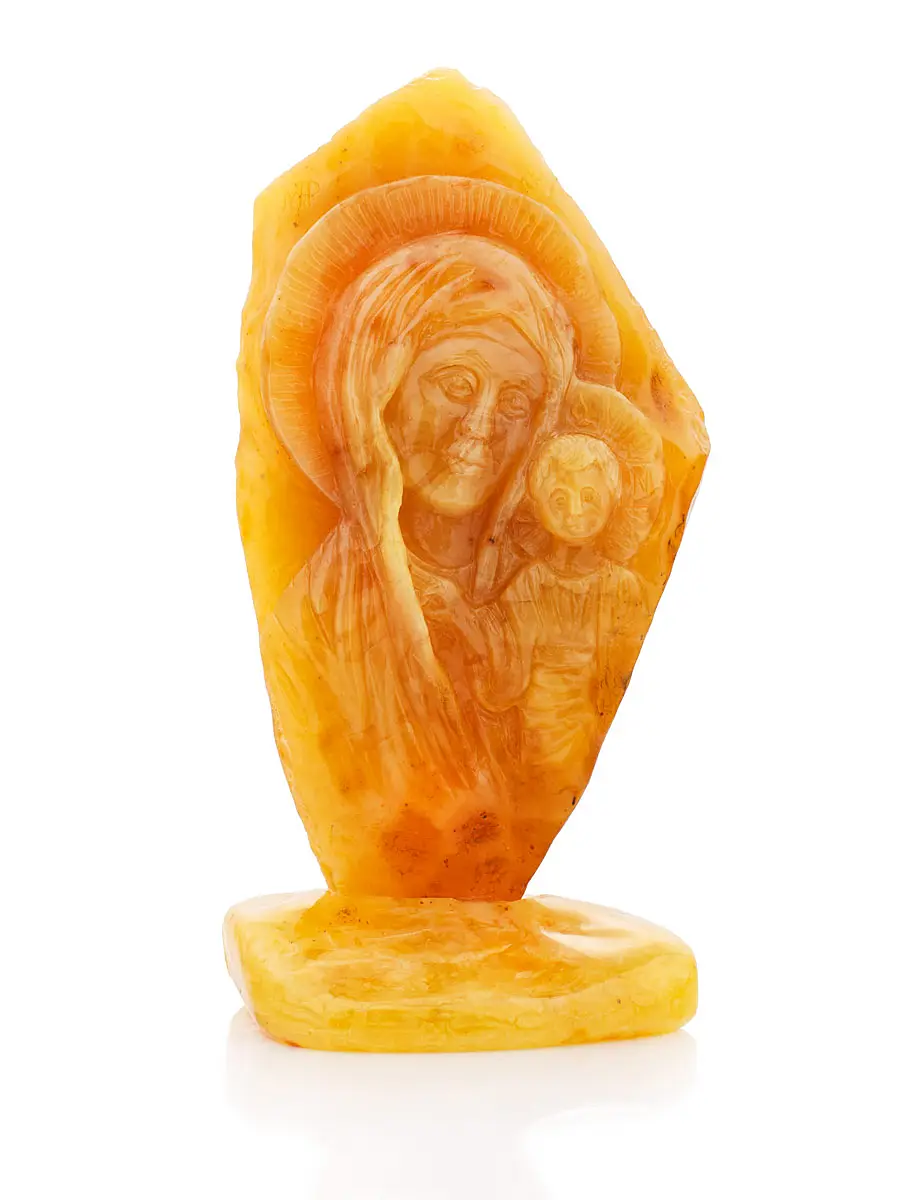 картинка Резная икона из цельного балтийского янтаря «Казанская Богоматерь» в онлайн магазине