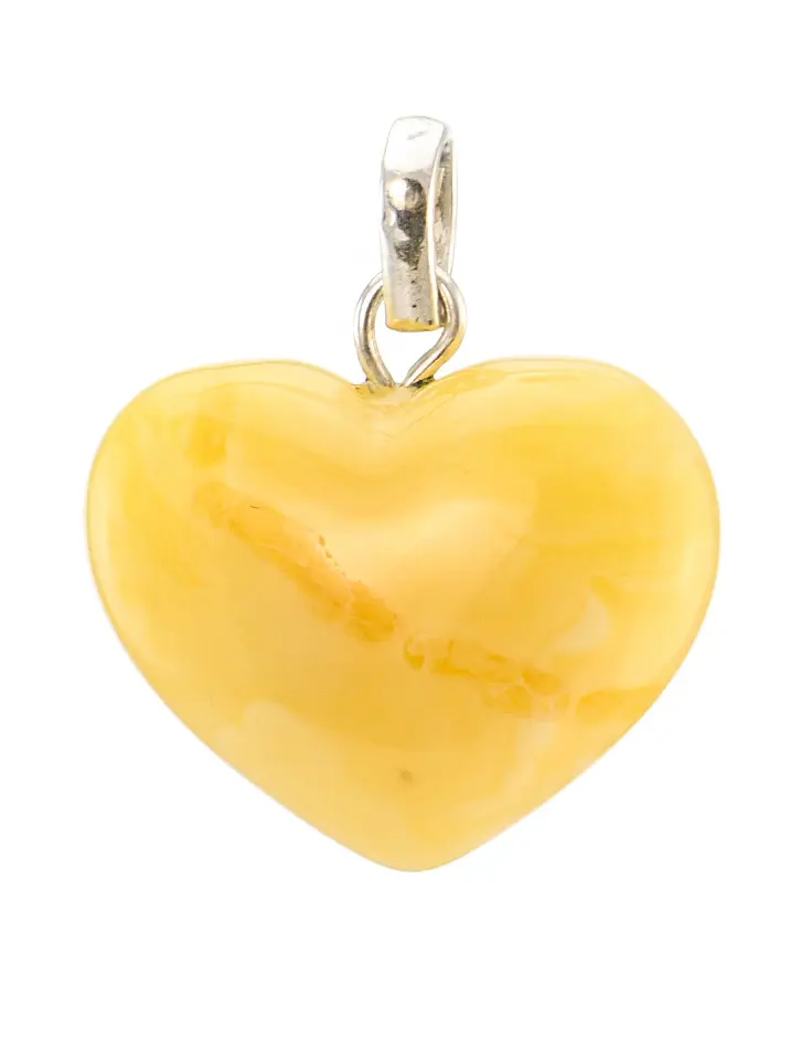 картинка Подвеска «Сердце» из натурального балтийского янтаря с необычной текстурой в онлайн магазине