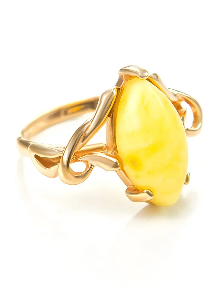 картинка Изящное женственное кольцо из золота и янтаря «Констанция» в онлайн магазине