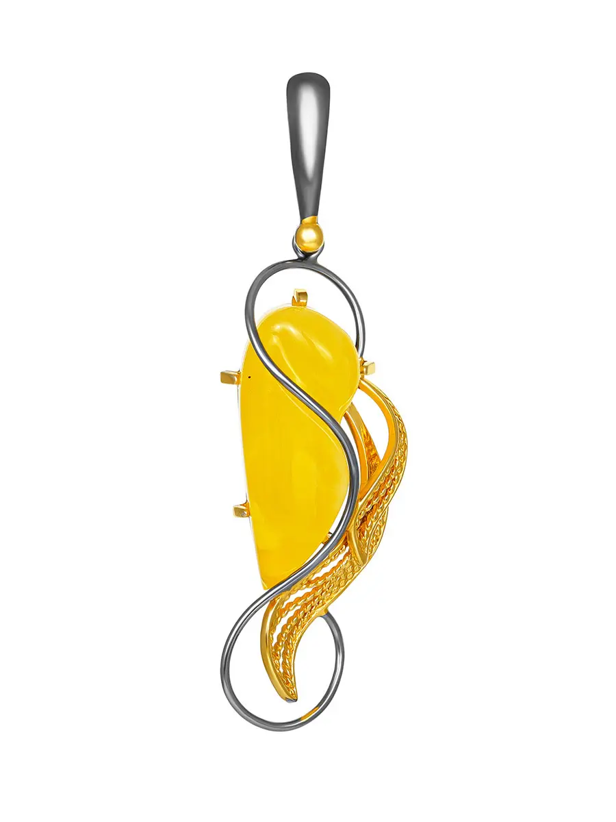 картинка Изысканная подвеска «Филигрань» с натуральным медовым янтарём в онлайн магазине