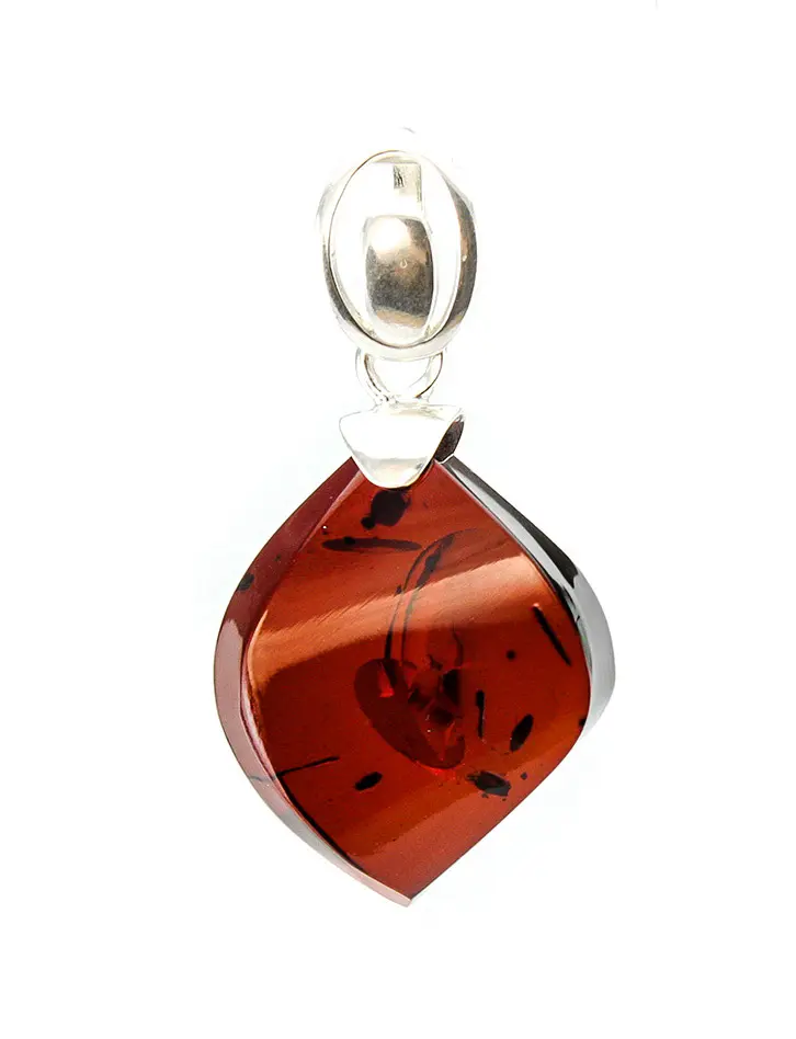 картинка Подвеска из янтаря темно-вишневого цвета с серебром «Глянец» в онлайн магазине