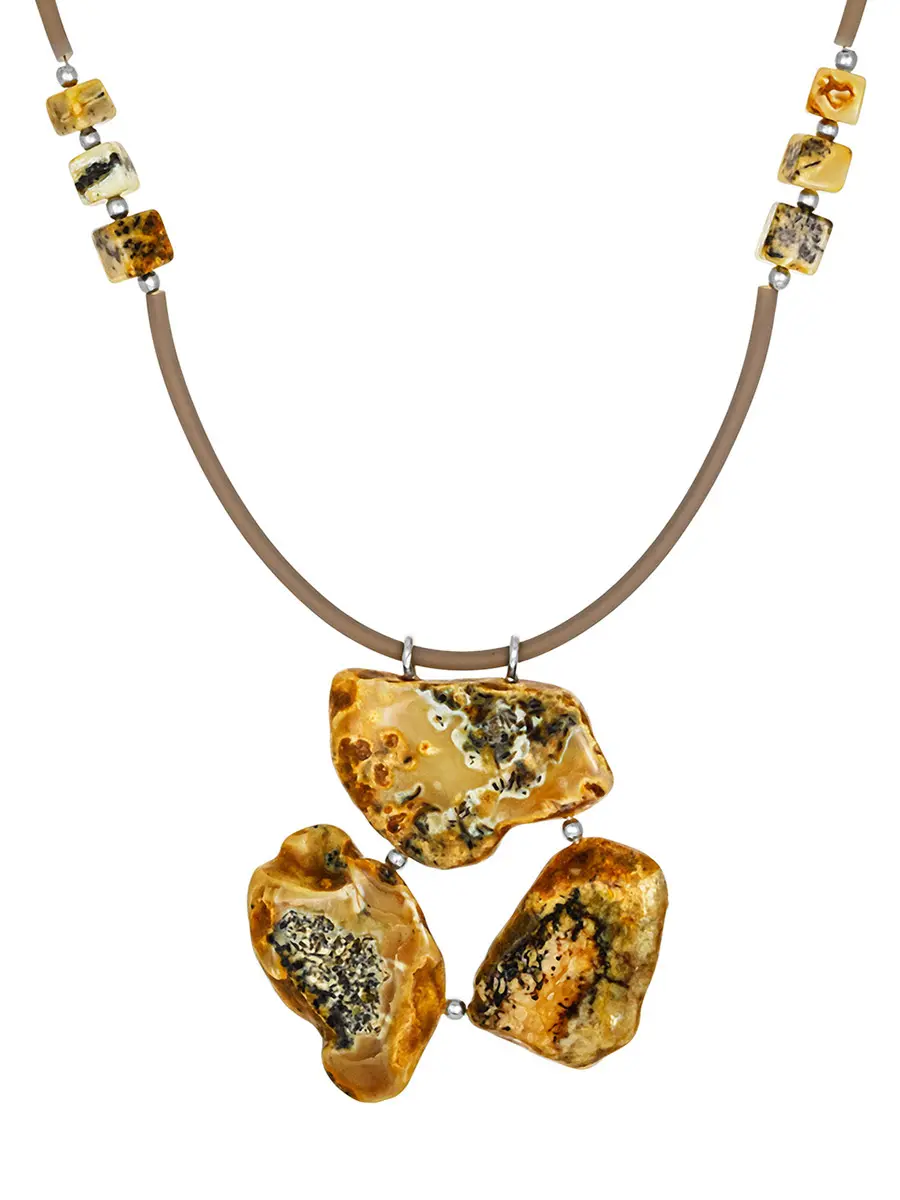 картинка Колье с подвеской из натурального текстурного янтаря «Тринидад» в онлайн магазине