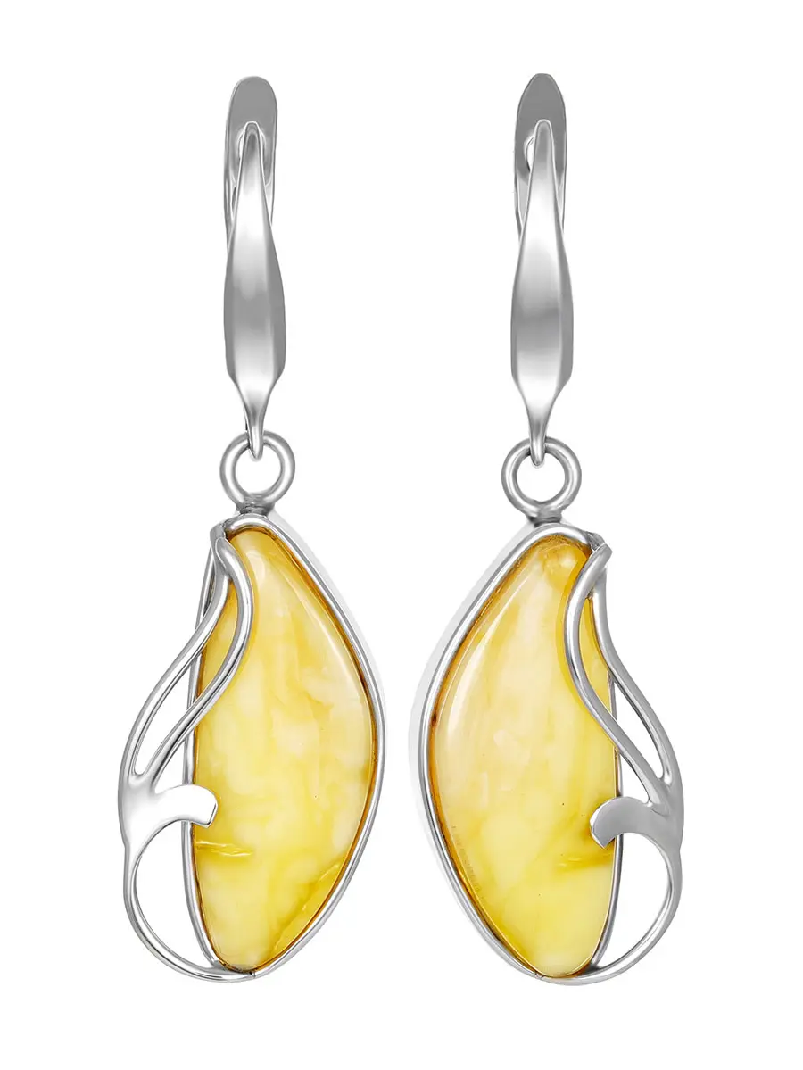 картинка Серьги из натурального балтийского янтаря медового цвета и серебра «Маньяна» в онлайн магазине