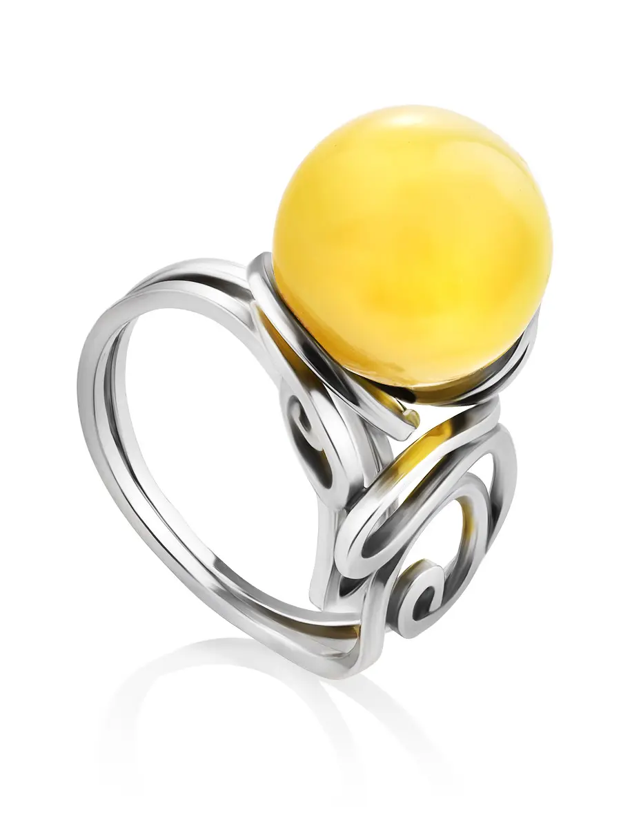 картинка Нежное кольцо со вставкой из натурального медового янтаря «Валенсия» в онлайн магазине