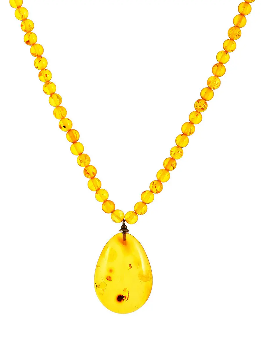 картинка Колье с подвеской из натурального балтийского янтаря лимонного цвета «Лаура» в онлайн магазине